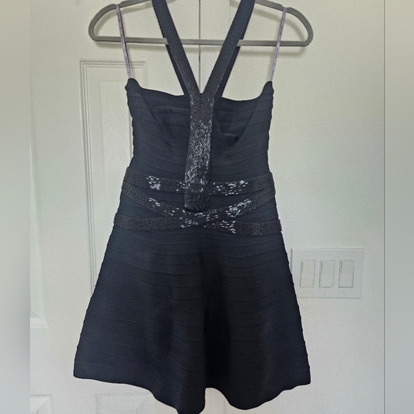 Authentic Herve Leger Portia A-line Beaded Bandage Dress- Black- Med - Picture 3 of 9